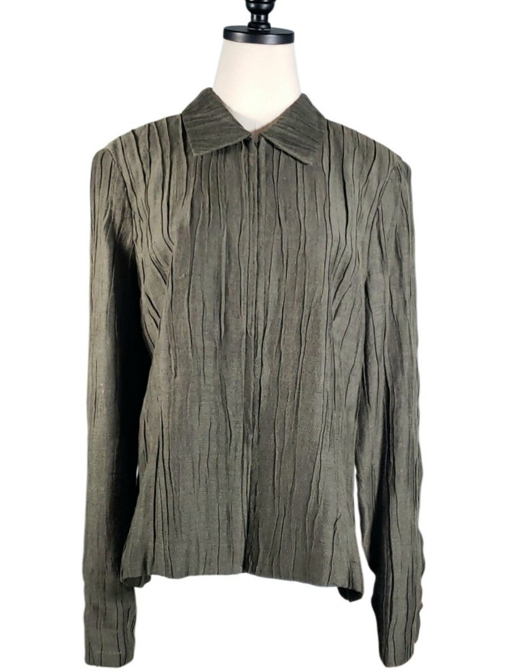 Tomatsu New York Designer Linen Crinkle Texture Jacket Shaket Fall Lagenlook 12